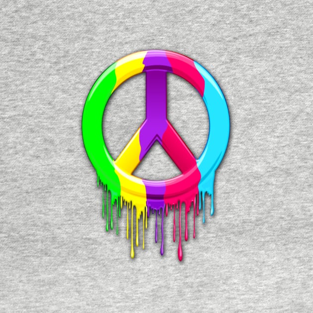 Peace Symbol Dripping Rainbow Paint by BluedarkArt
